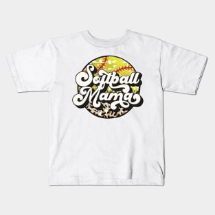 Softball Mama Leopard   Softball Mom Kids T-Shirt